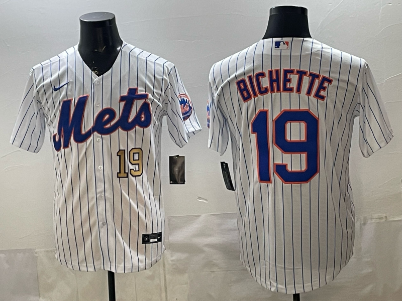 Men MLB New York Mets #19 Bo Bichette white Nike jersey 007